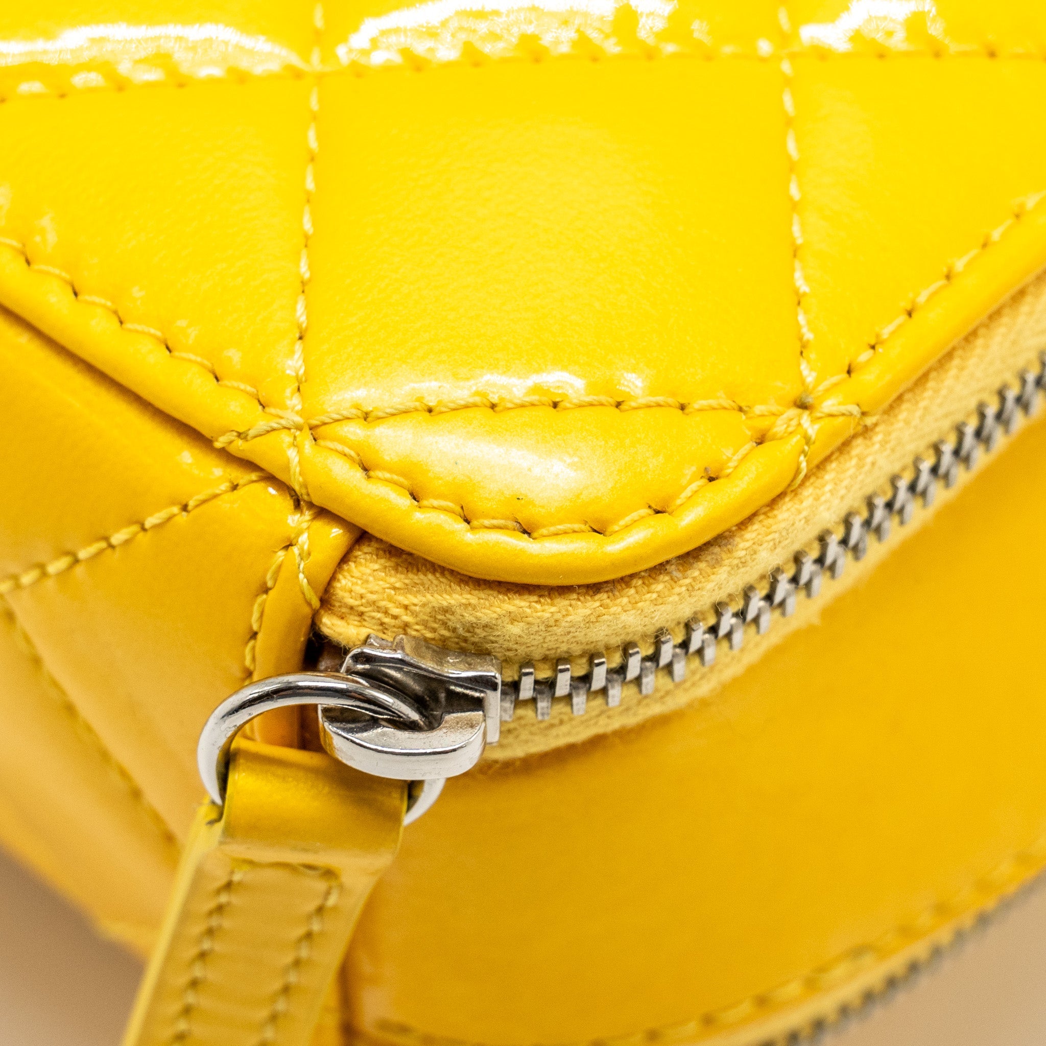 CHANEL POCKET BOX CAMERA BAG PATENT YELLOW SHW