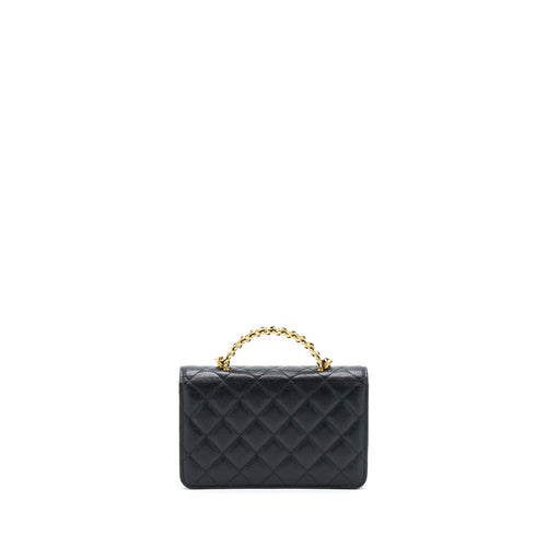 CHANEL TOP HANDLE WALLET ON CHAIN CAVIAR BLACK GHW (MICROCHIP)