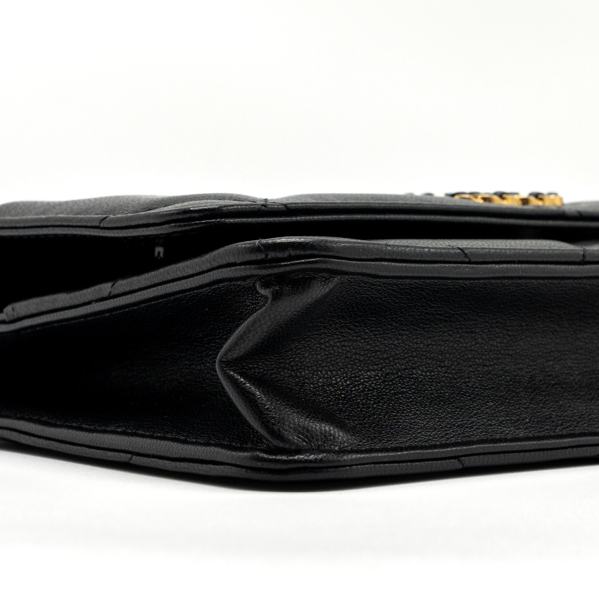 CHANEL 19 WALLET ON CHAIN LAMBSKIN BLACK MULTICOLOR HARDWARE