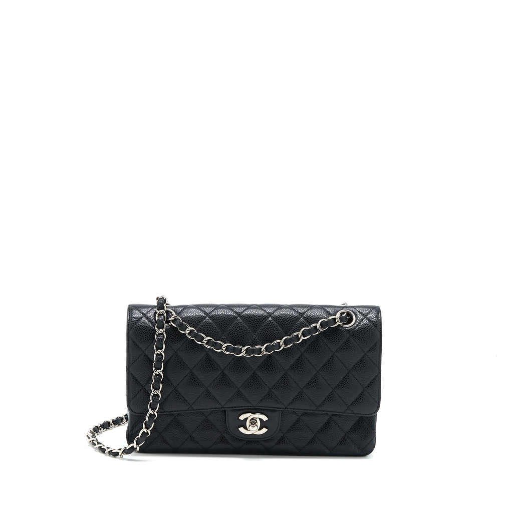 CHANEL MEDIUM CLASSIC DOUBLE FLAP BAG CAVIAR BLACK SHW