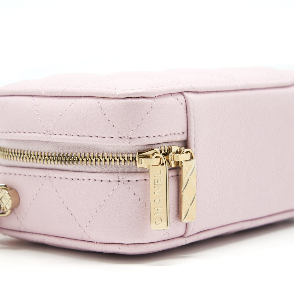 CHANEL 22P TOP HANDLE MINI VANITY WITH CHAIN CAVIAR LIGHT PINK LGHW