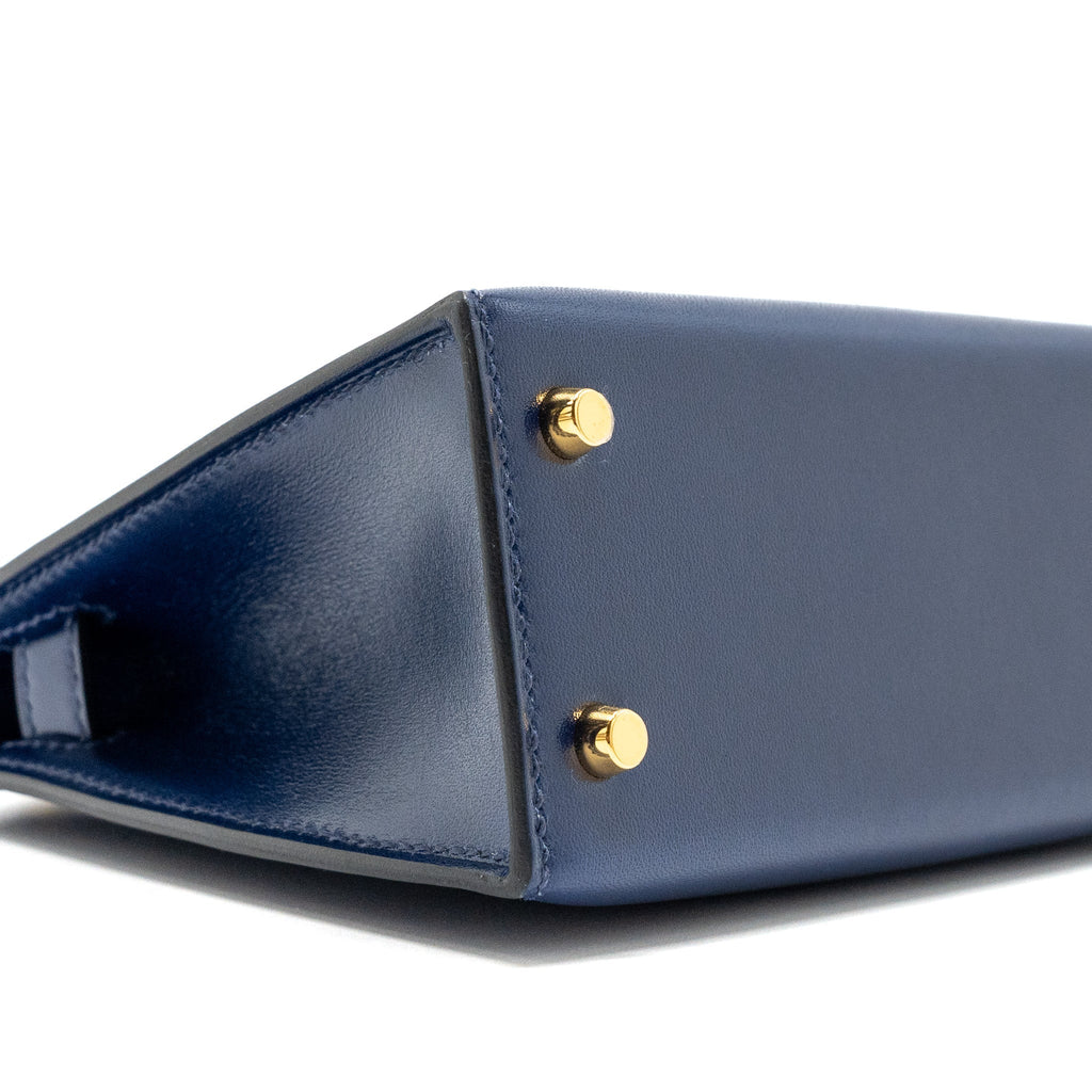 HERMES MINI KELLY II BOX CALFSKIN BLUE SAPHIR GHW