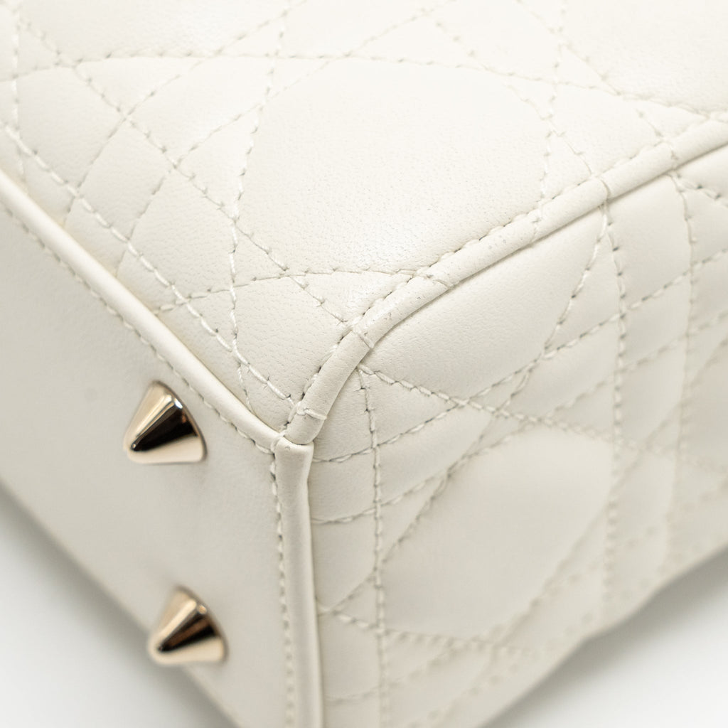 DIOR SMALL LADY DIOR MY ABCDIOR BAG CANNAGE LAMBSKIN WHITE LGHW