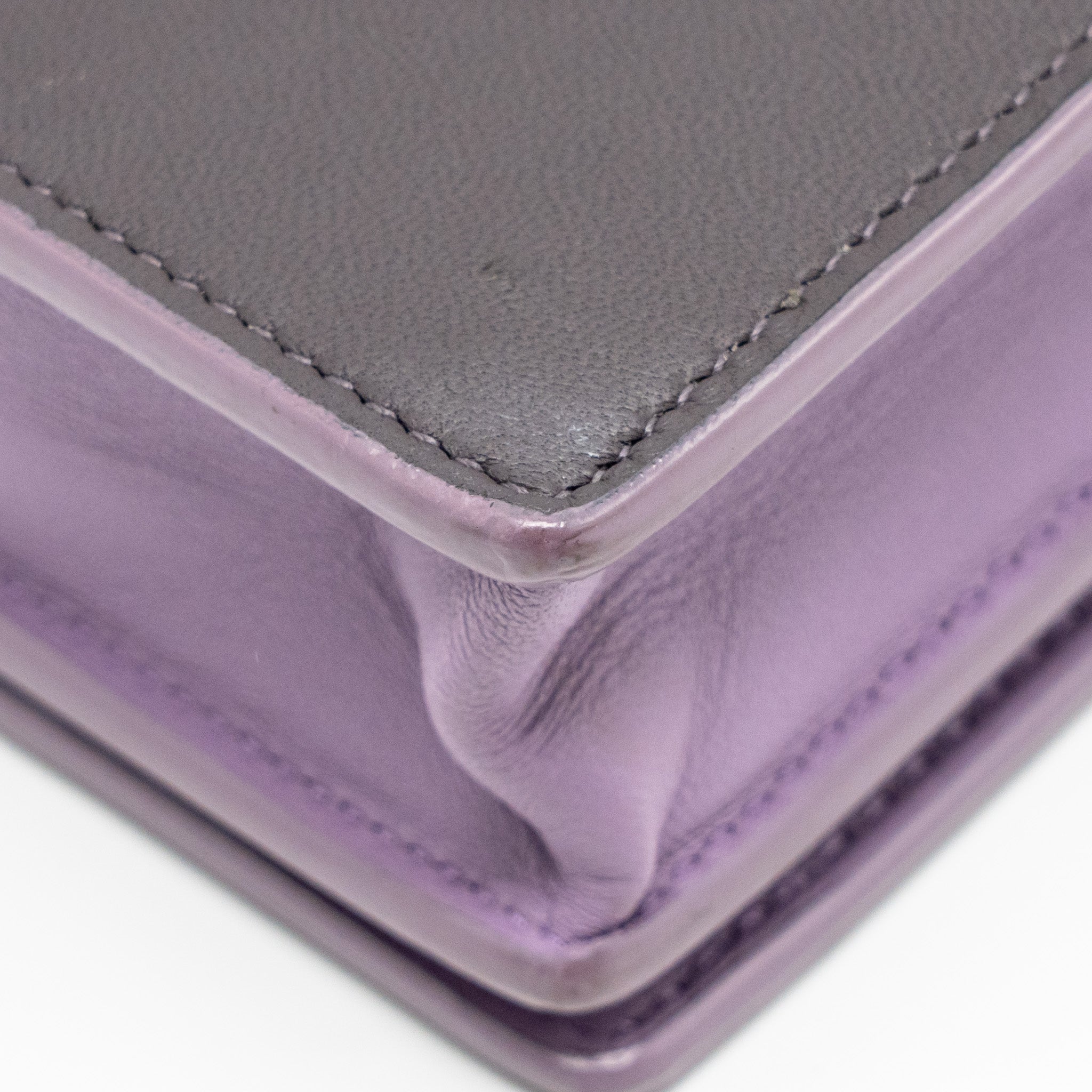 BOTTEGA VENETA INTRECCIATO WALLET ON CHAIN LEATHER PURPLE/GREY GHW