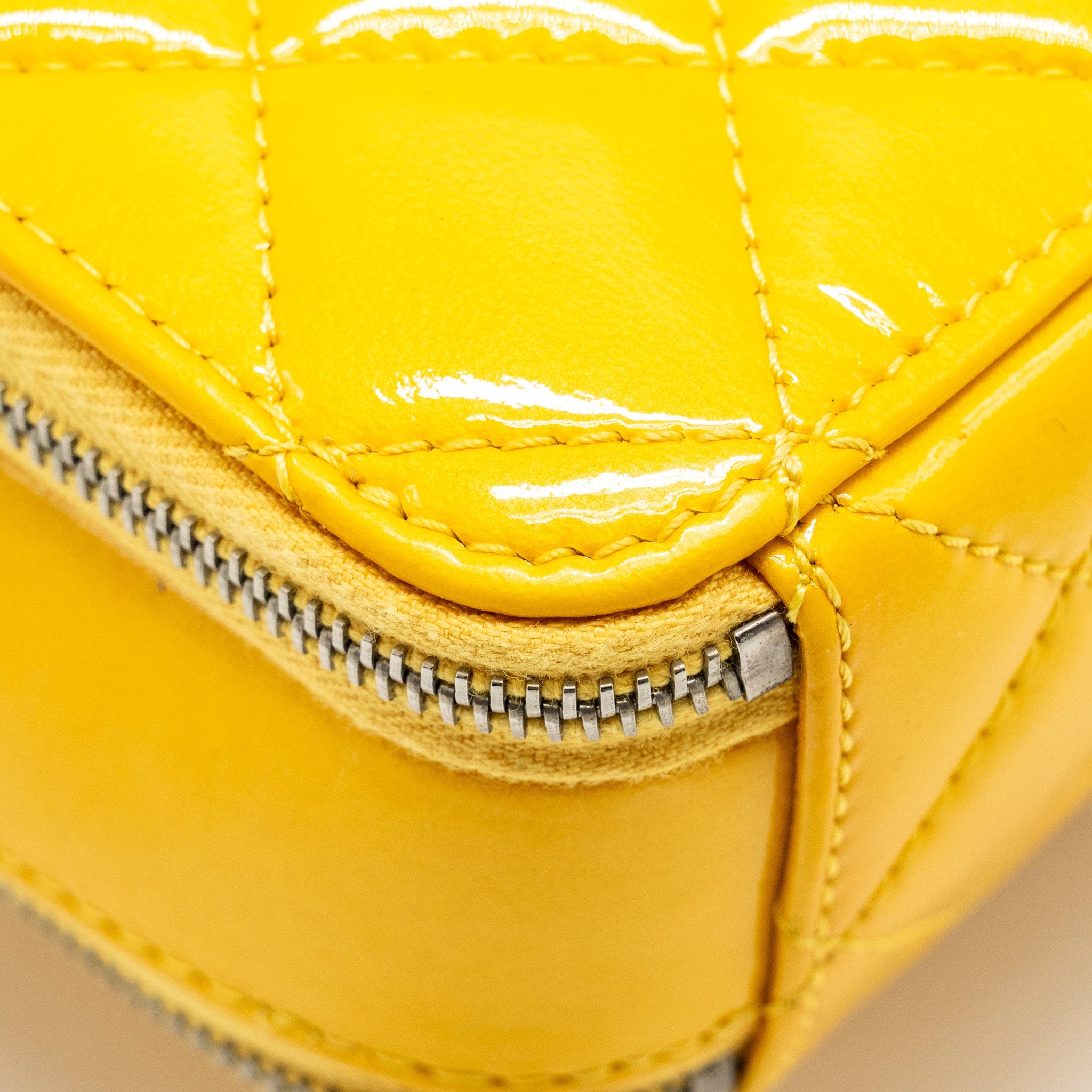 CHANEL POCKET BOX CAMERA BAG PATENT YELLOW SHW