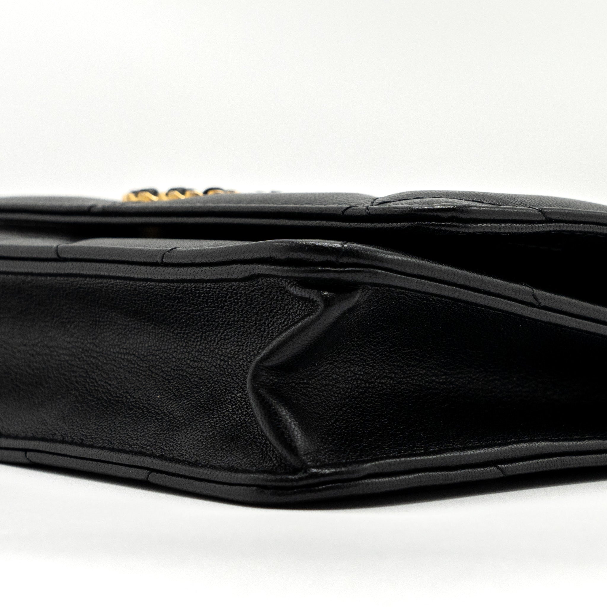 CHANEL 19 WALLET ON CHAIN LAMBSKIN BLACK MULTICOLOR HARDWARE