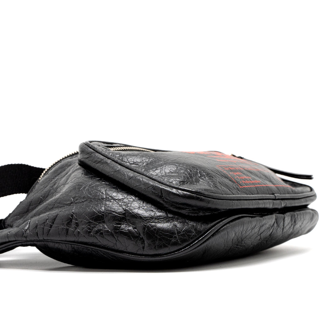 BALENCIAGA EUROPA BELT BAG CALFSKIN BLACK/RED SHW