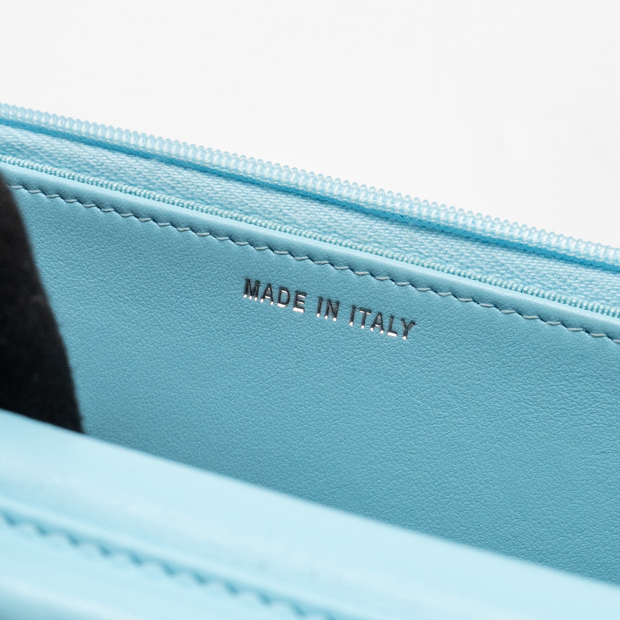 CHANEL CLASSIC WALLET ON CHAIN LAMBSKIN LIGHT BLUE SHW