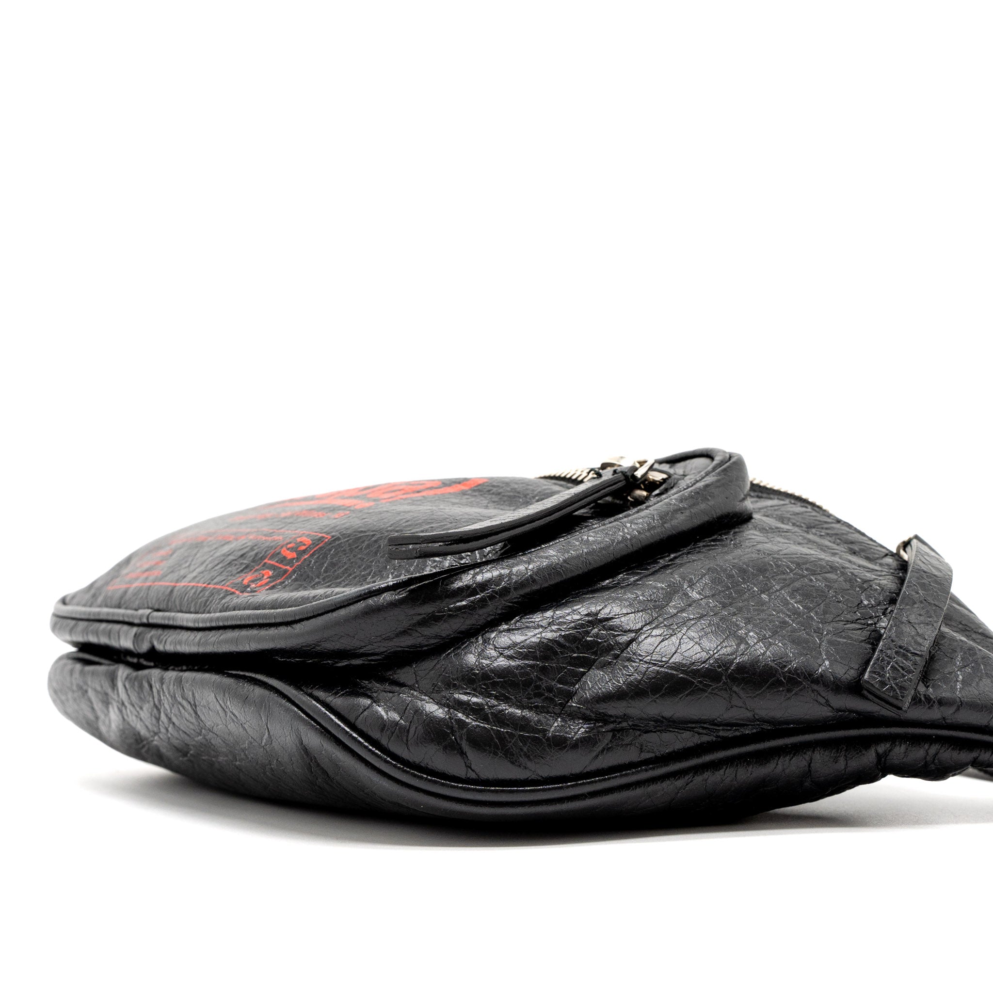 BALENCIAGA EUROPA BELT BAG CALFSKIN BLACK/RED SHW