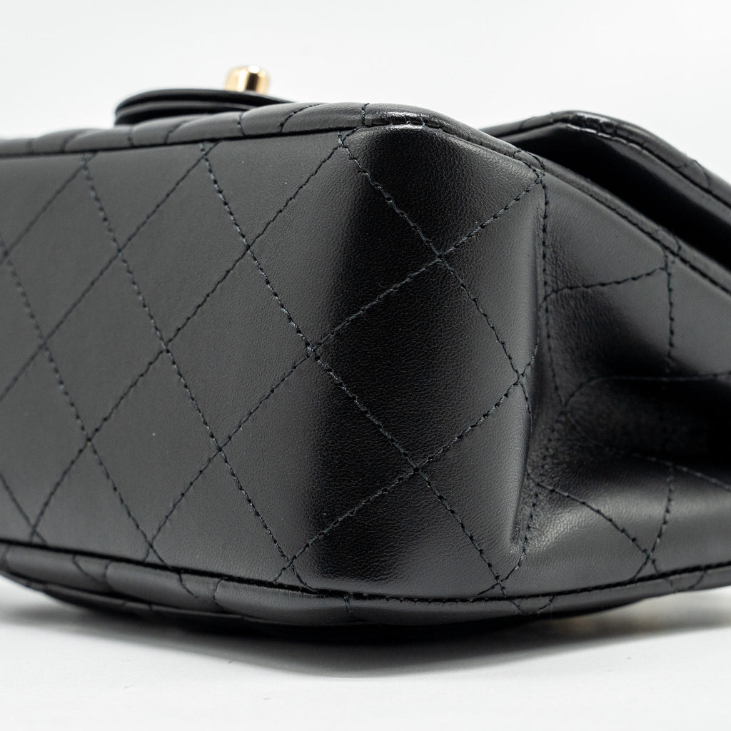 CHANEL MINI SQUARE FLAP BAG LAMBSKIN BLACK LGHW (MICROCHIP)