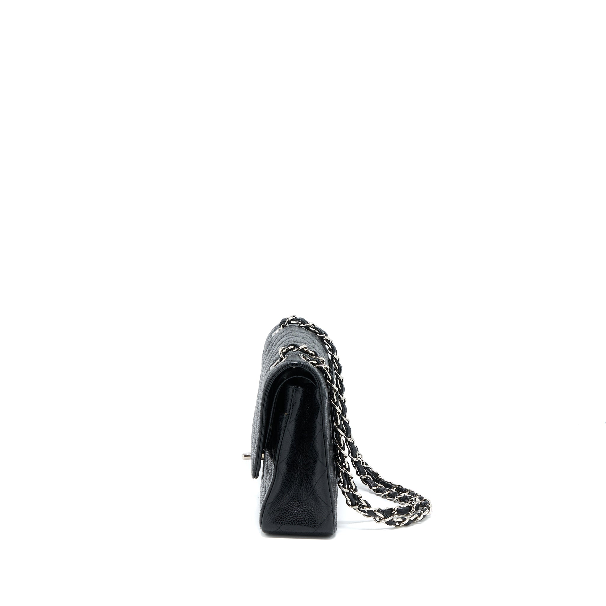 CHANEL MEDIUM CLASSIC DOUBLE FLAP BAG CAVIAR BLACK SHW