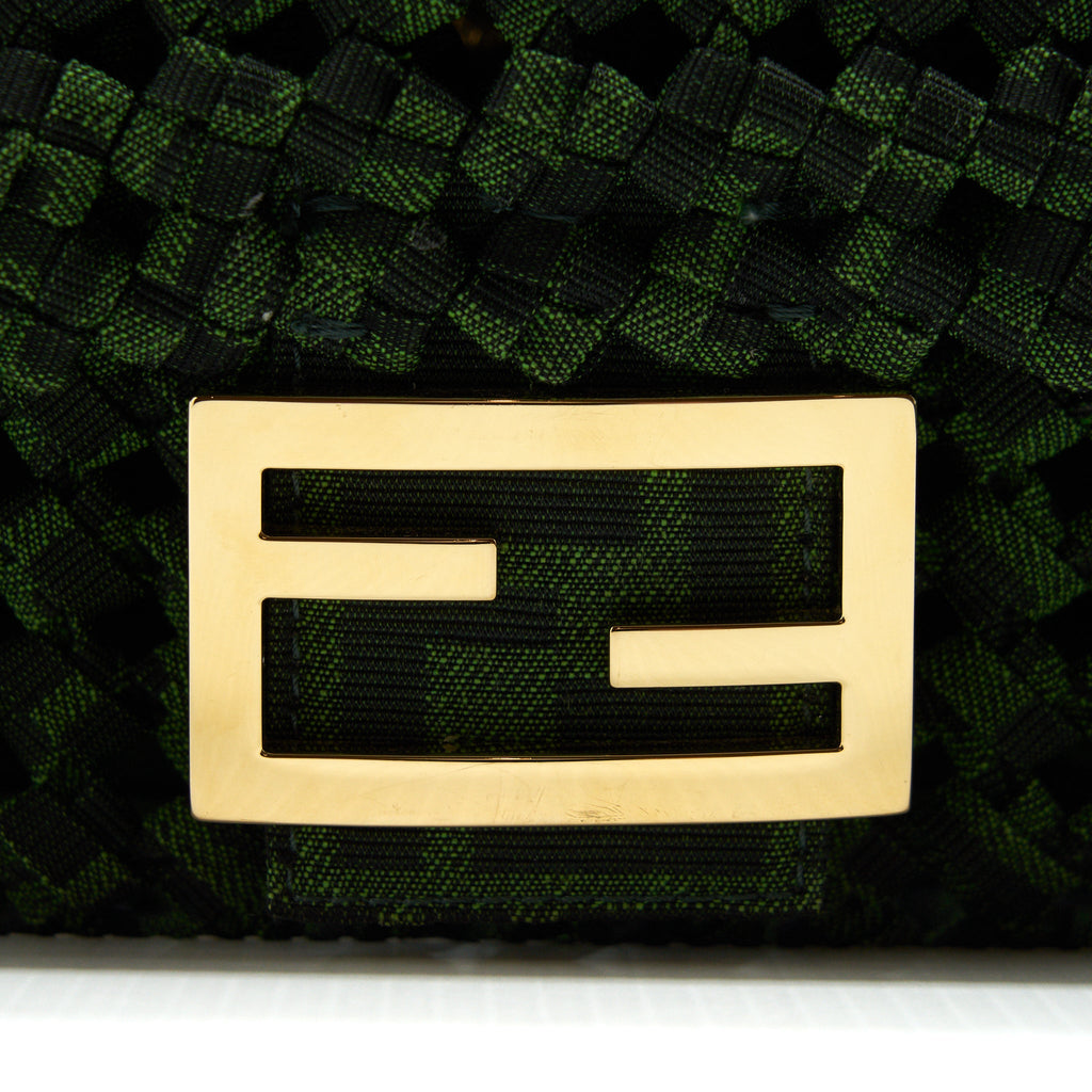 FENDI BAGUETTE LIMITED EDITION TWEED GREEN GHW
