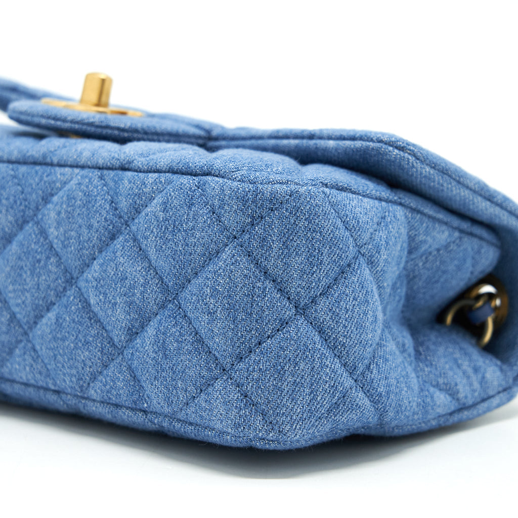 CHANEL 21K PEARL CRUSH MINI RECTANGULAR FLAP BAG DENIM GHW (MICROCHIP)