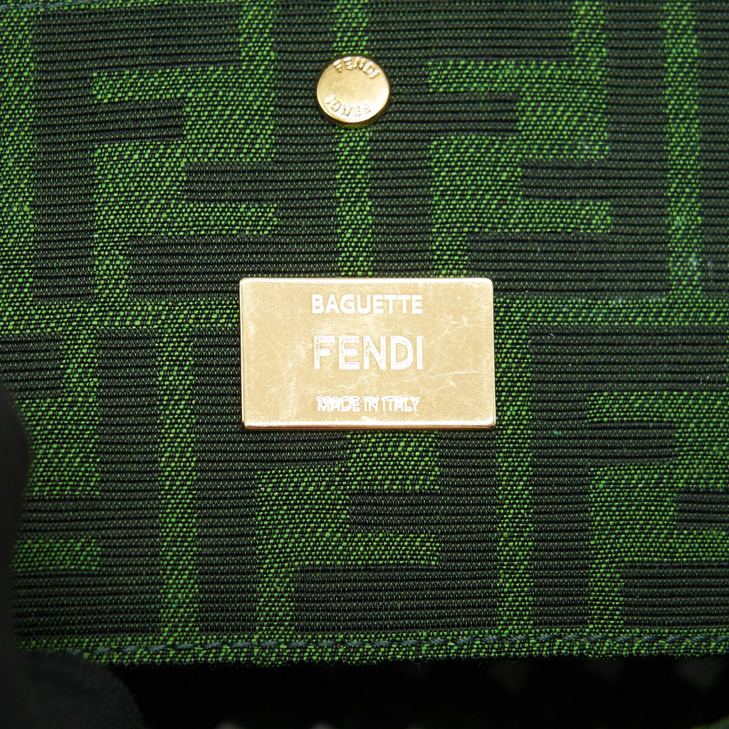 FENDI BAGUETTE LIMITED EDITION TWEED GREEN GHW