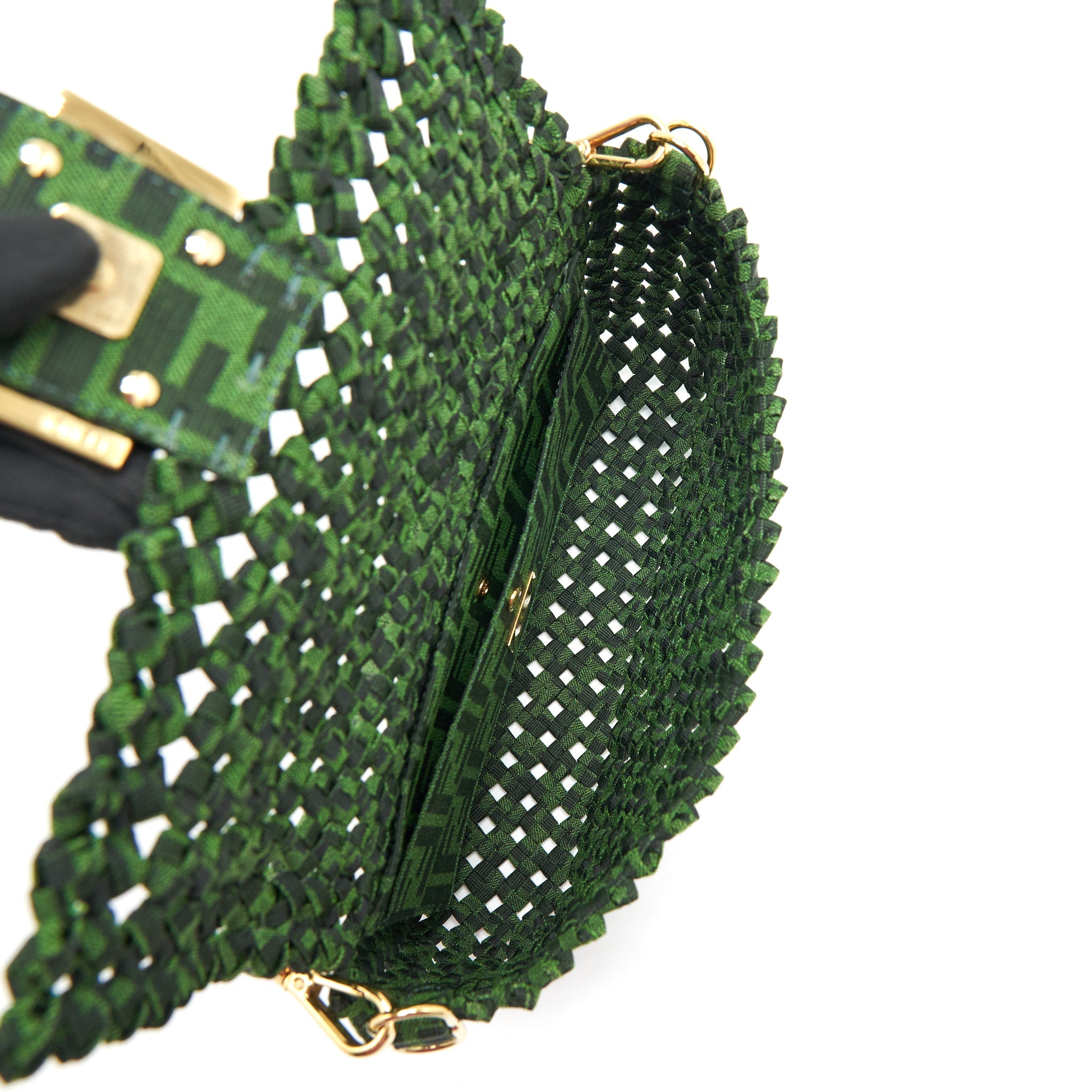 FENDI BAGUETTE LIMITED EDITION TWEED GREEN GHW