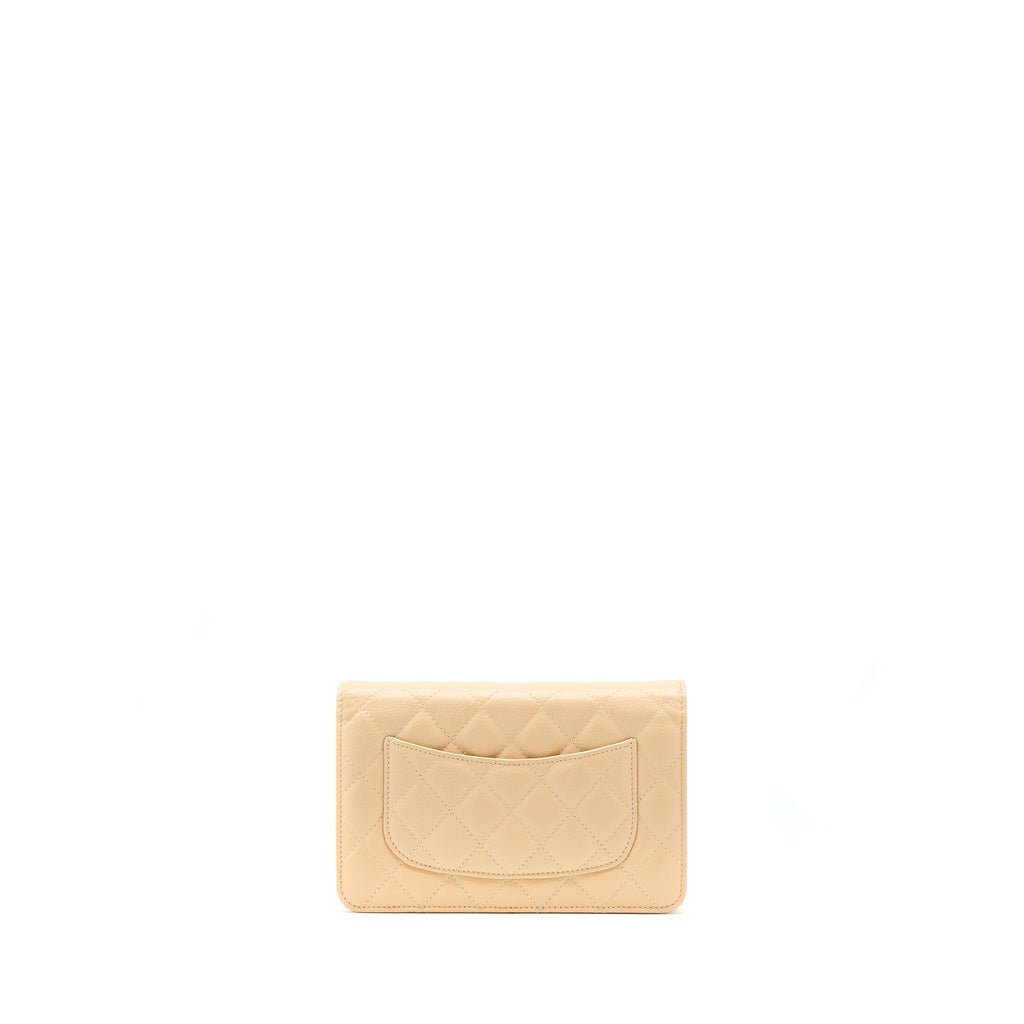 CHANEL CLASSIC WALLET ON CHAIN CAVIAR BEIGE SHW (MICROCHIP)