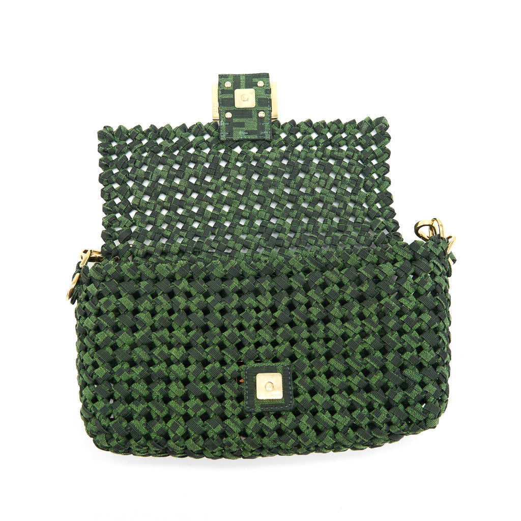 FENDI BAGUETTE LIMITED EDITION TWEED GREEN GHW