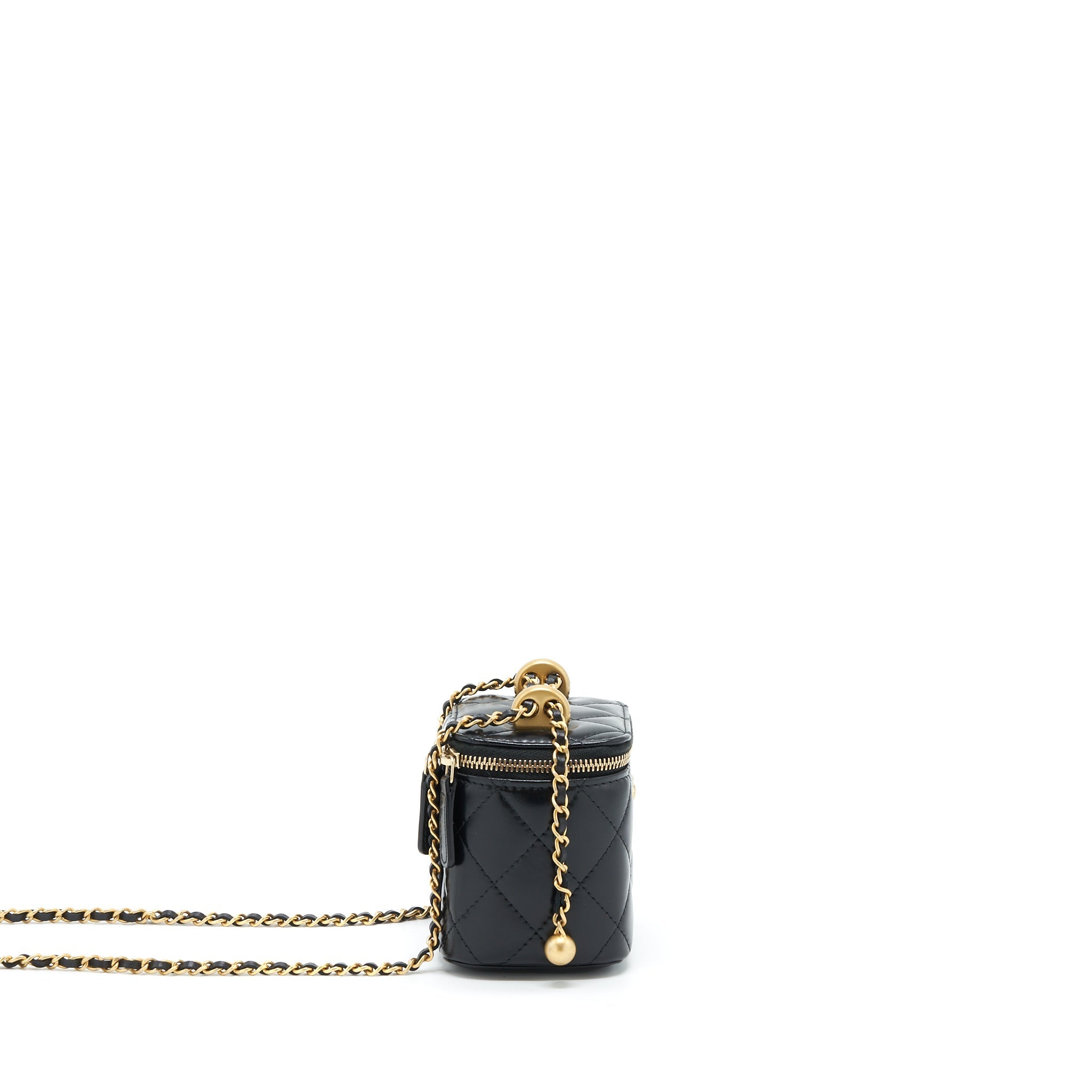 CHANEL 21A GOLD CRUSH MINI VANITY CASE CALFSKIN BLACK GHW