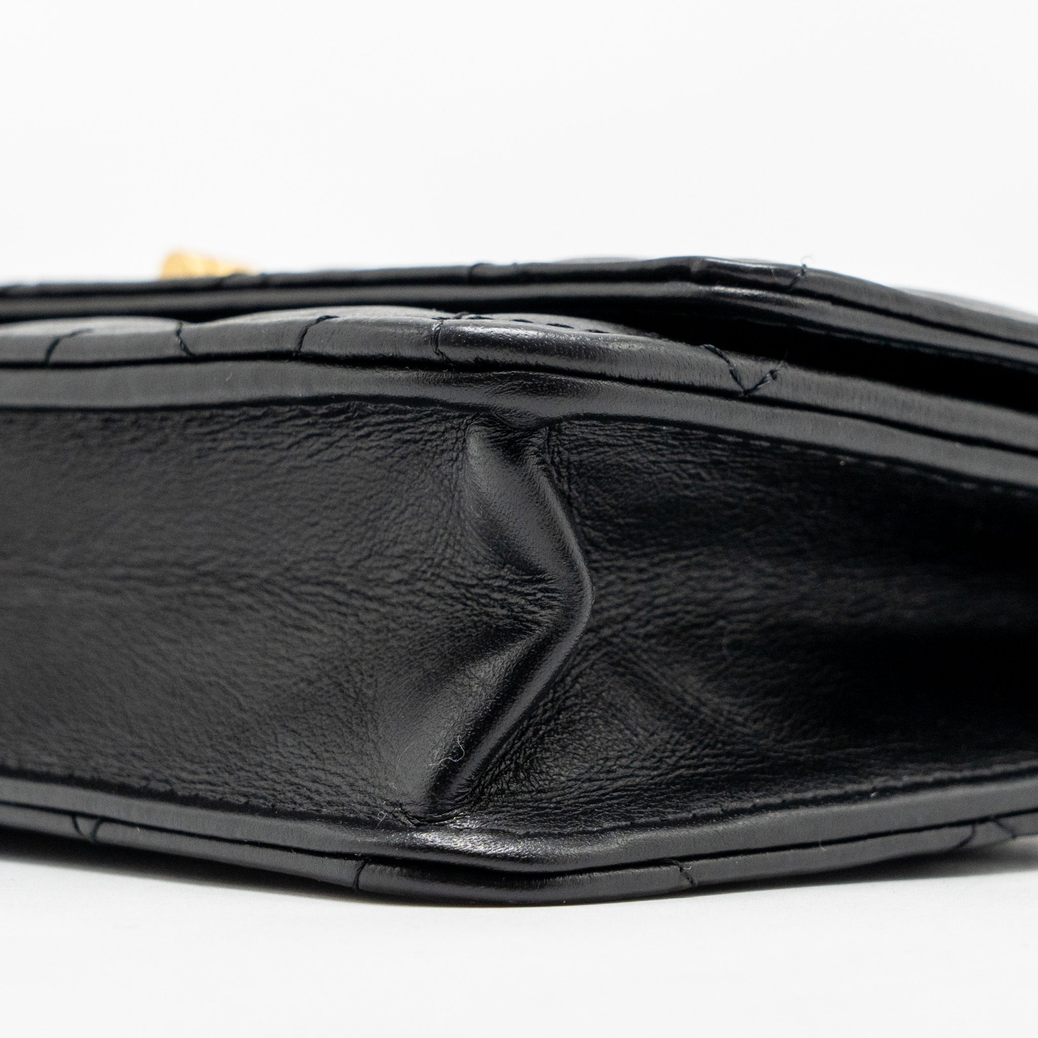 CHANEL 2.55 REISSUE WALLET ON CHAIN AGED CALFSKIN BLACK GHW (MICROCHIP)