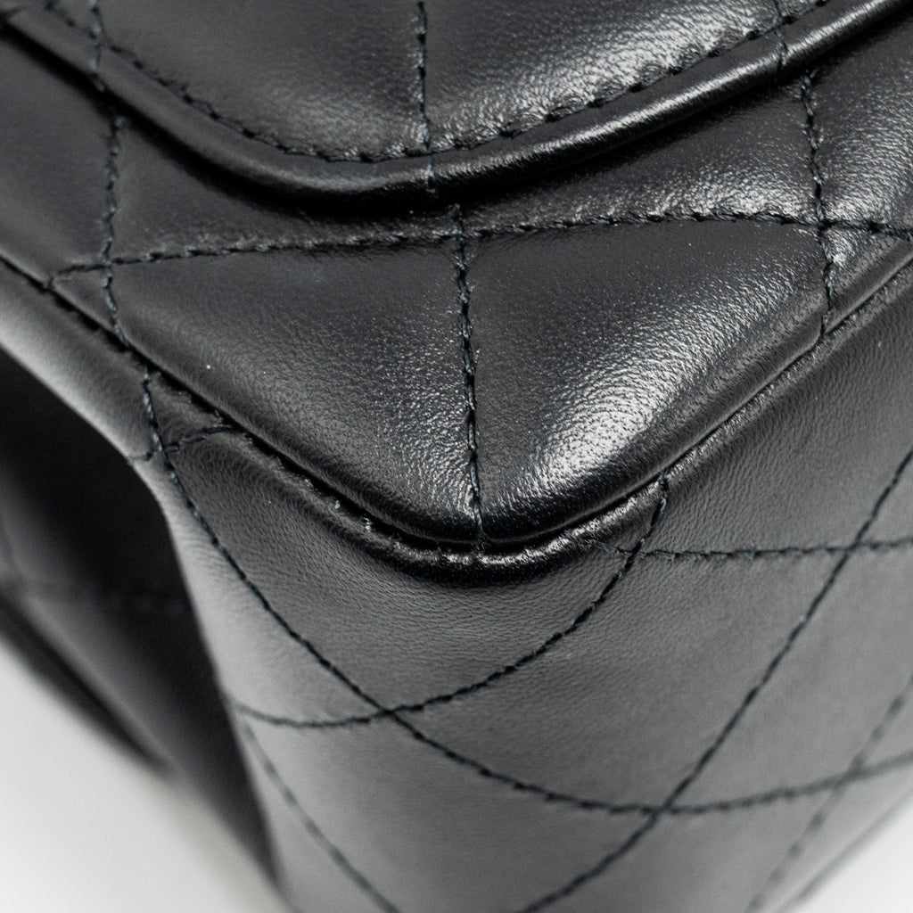 CHANEL MINI SQUARE FLAP BAG LAMBSKIN BLACK LGHW (MICROCHIP)