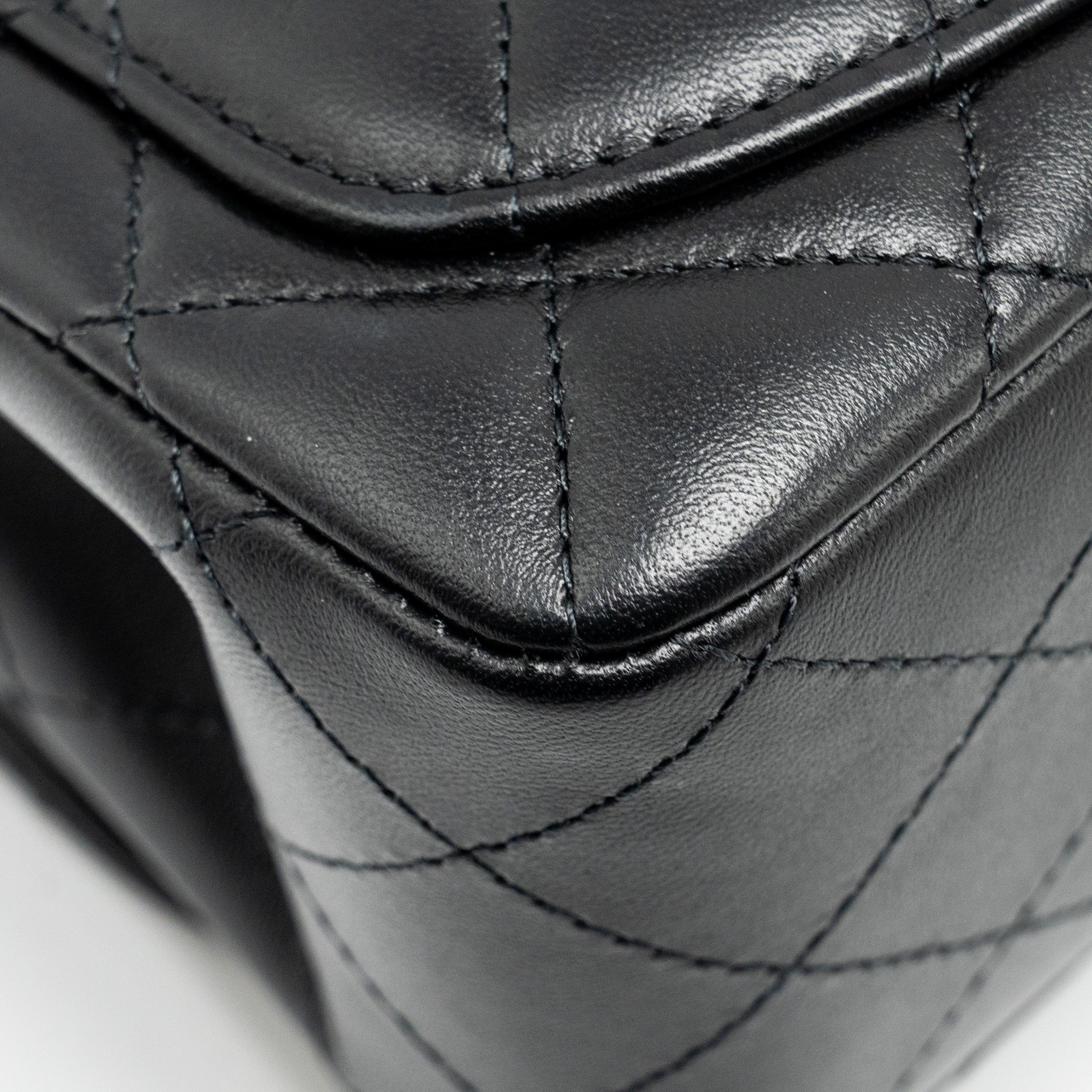 CHANEL MINI SQUARE FLAP BAG LAMBSKIN BLACK LGHW (MICROCHIP)