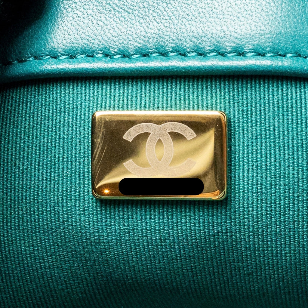 CHANEL 23A SMALL CC HOBO BAG WITH DETAILED CHAIN LAMBSKIN DARK GREEN GHW (MICROCHIP)