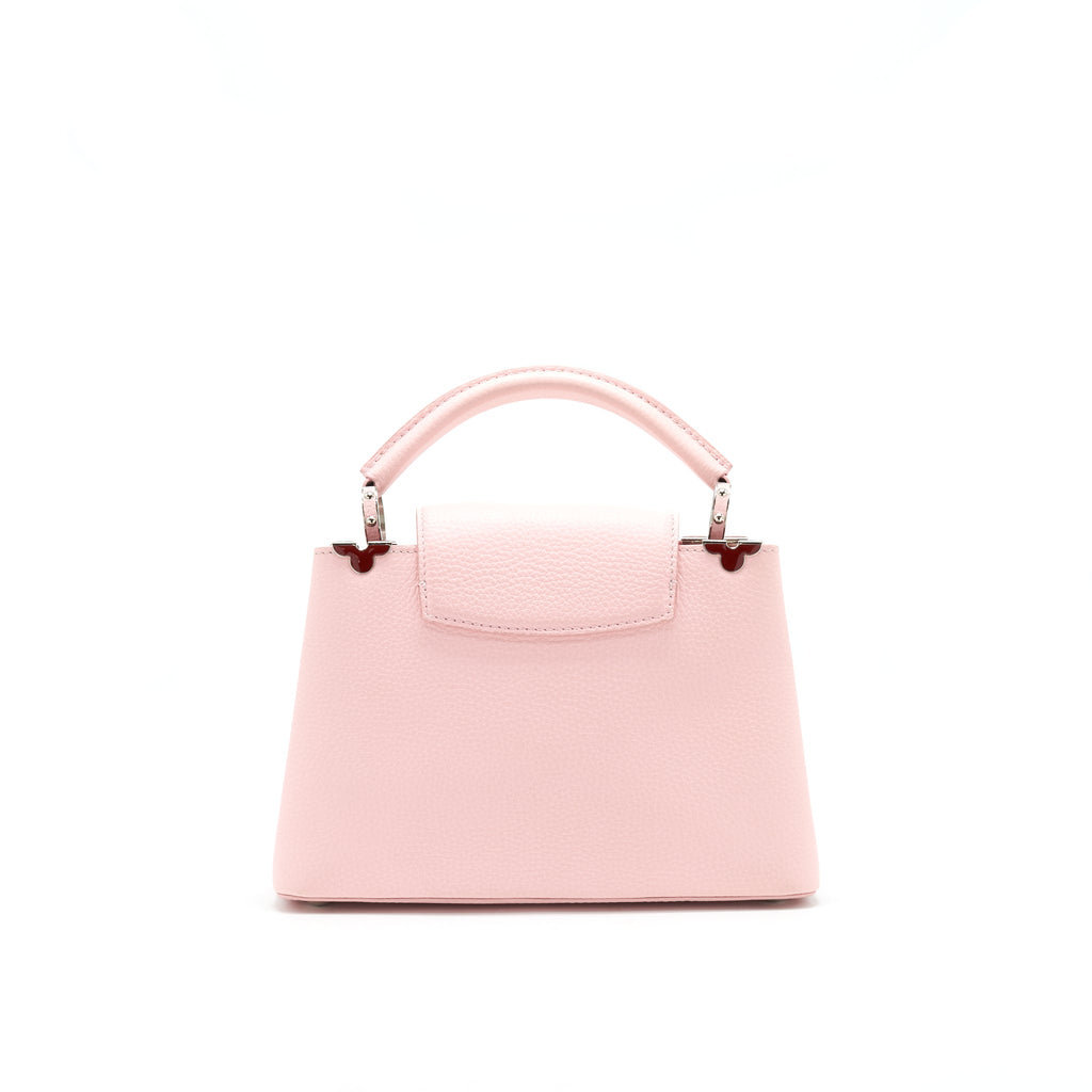 LOUIS VUITTON CAPUCINES BB IN PINK WITH RED FLORAL PATTERN