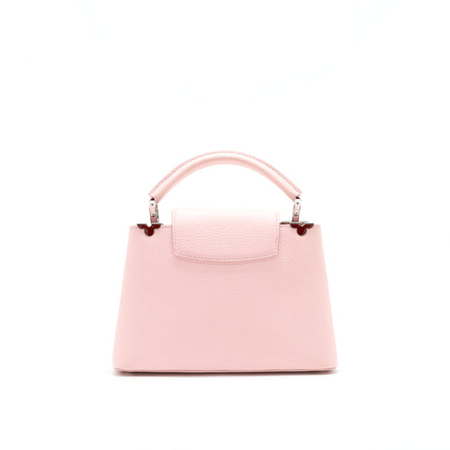 LOUIS VUITTON CAPUCINES BB IN PINK WITH RED FLORAL PATTERN