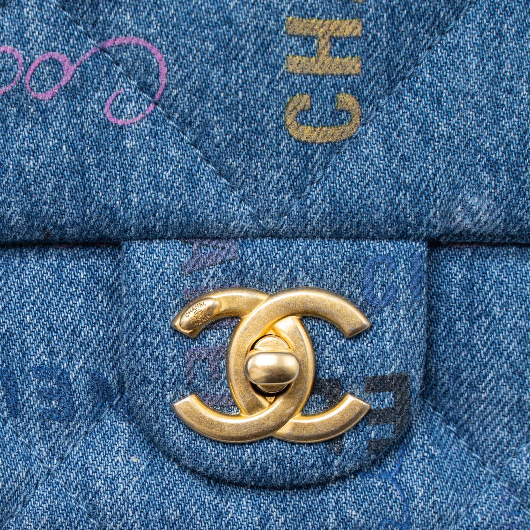 CHANEL 22P BLUE DENIM FLAP BAG DENIM BLUE BRUSHED GHW (MICROCHIP)