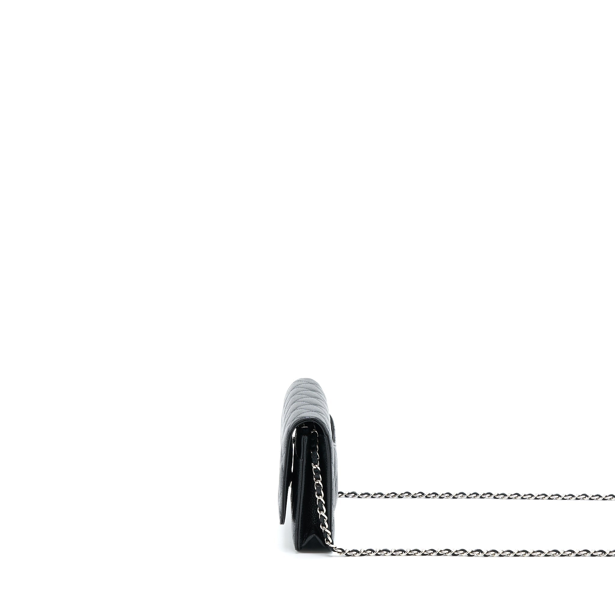 CHANEL CLASSIC WALLET ON CHAIN CAVIAR BLACK SHW (MICROCHIP)