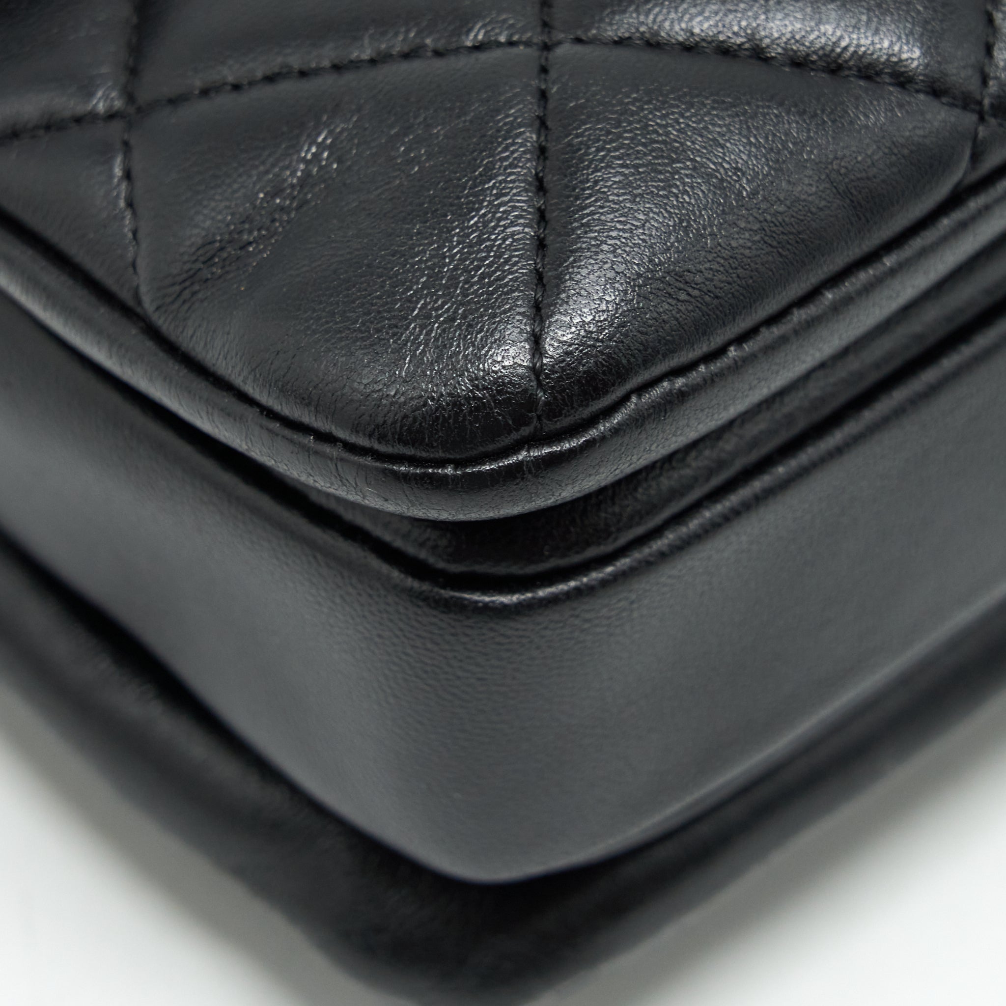 CHANEL SMALL TRENDY CC FLAP BAG WITH TOP HANDLE LAMBSKIN BLACK LGHW