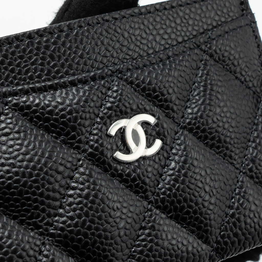 CHANEL CLASSIC CARD HOLDER CAVIAR BLACK SHW( MICROCHIP)