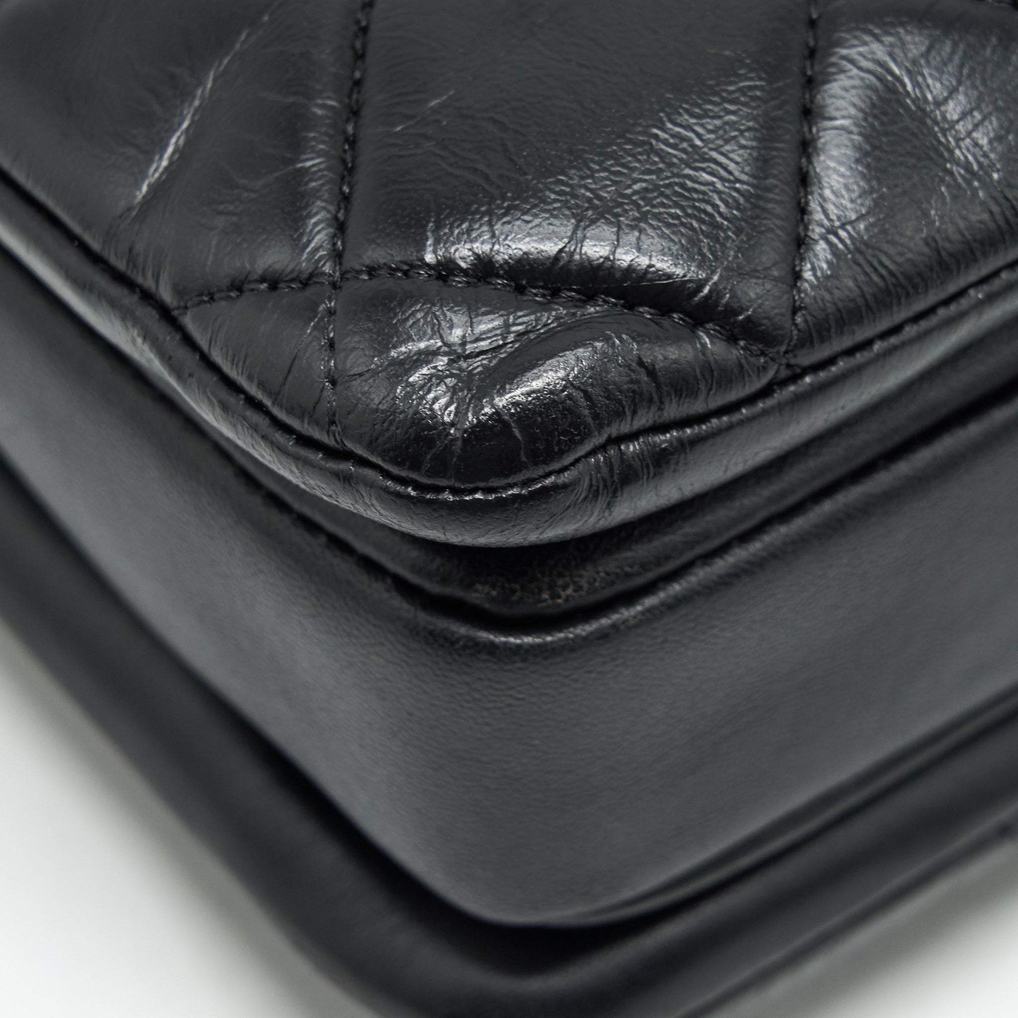 CHANEL SMALL TRENDY CC FLAP BAG WITH TOP HANDLE LAMBSKIN BLACK LGHW