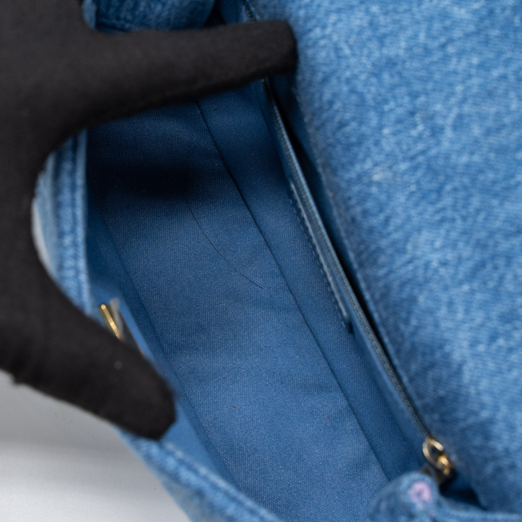CHANEL 22P BLUE DENIM FLAP BAG DENIM BLUE BRUSHED GHW (MICROCHIP)