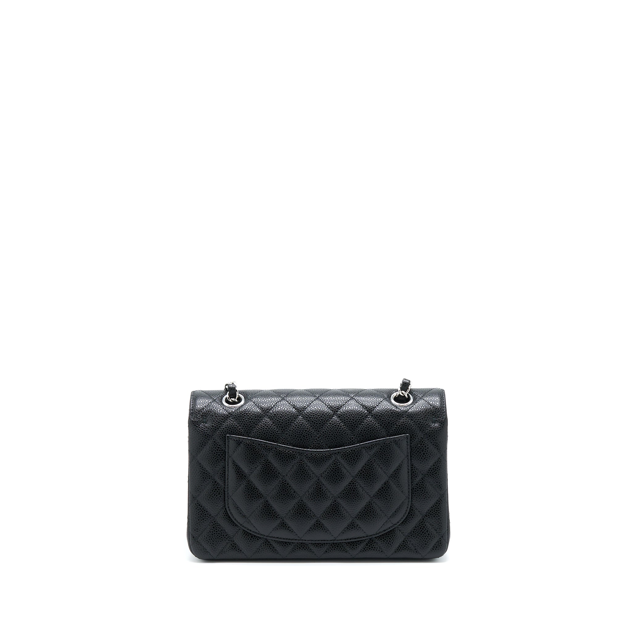 CHANEL SMALL CLASSIC FLAP BAG CAVIAR BLACK SHW (MICROCHIP)
