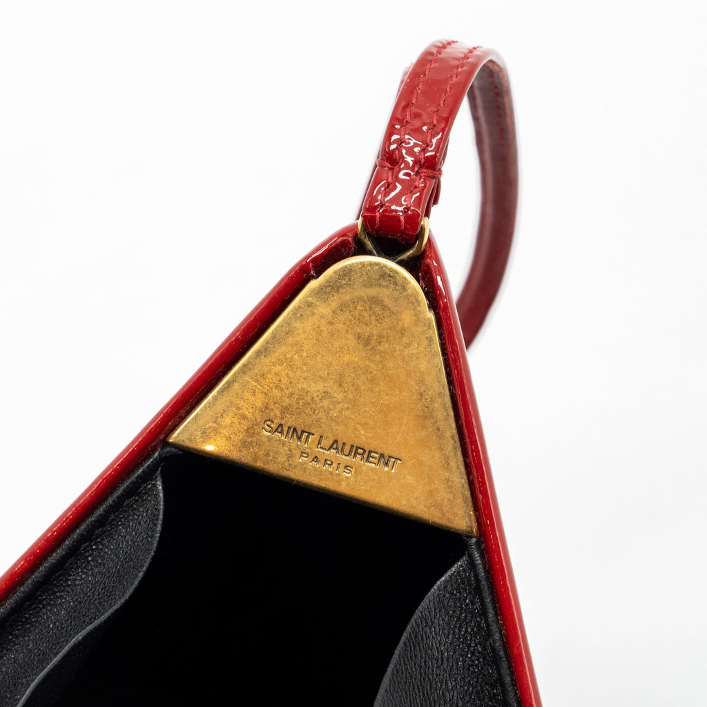 SAINT LAURENT/YSL PYRAMID CLUTCH PATENT ROUGE GHW