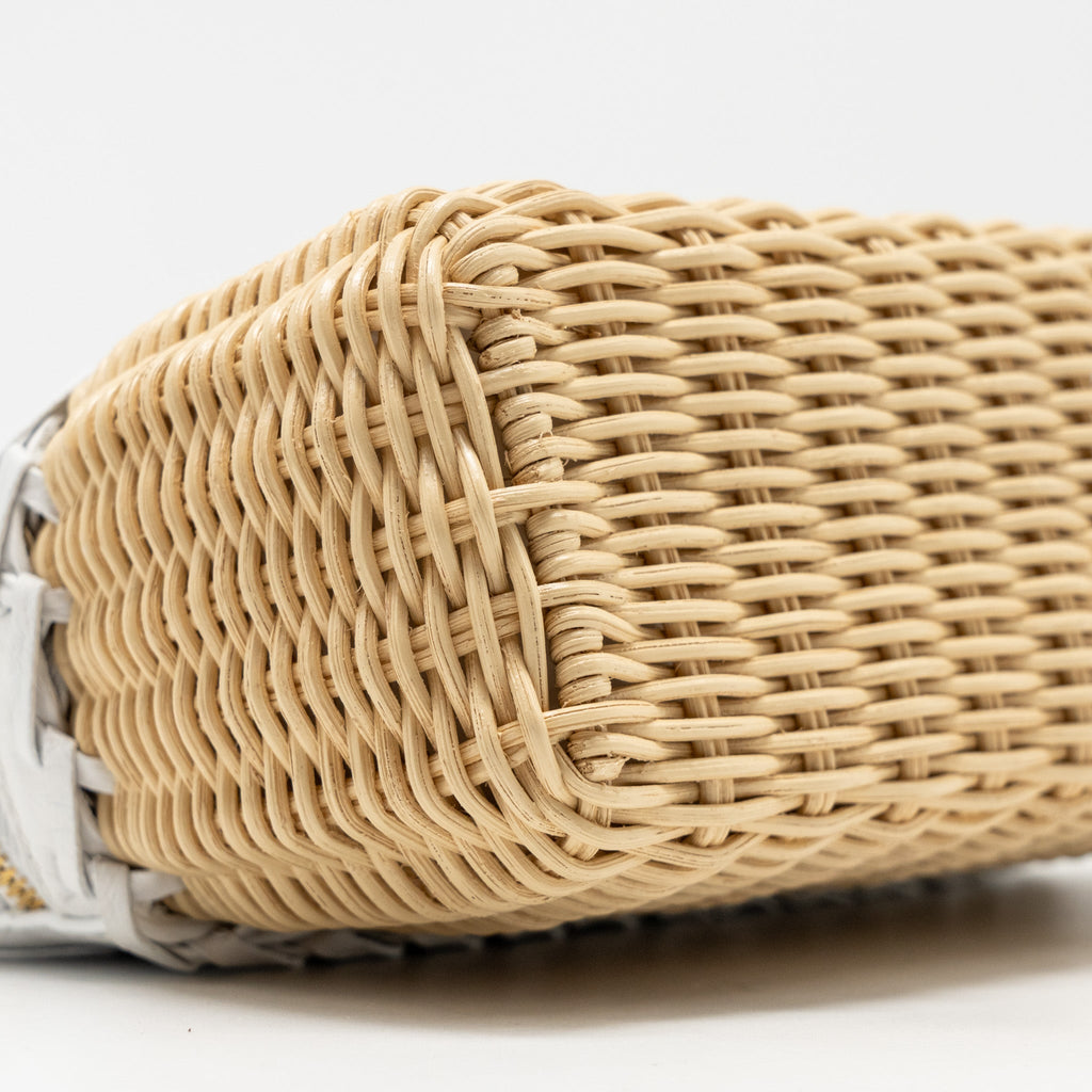 LORO PIANA EXTRA POCKET L19 EAST-WEST RAFFIA OSTRICH WHITE GHW