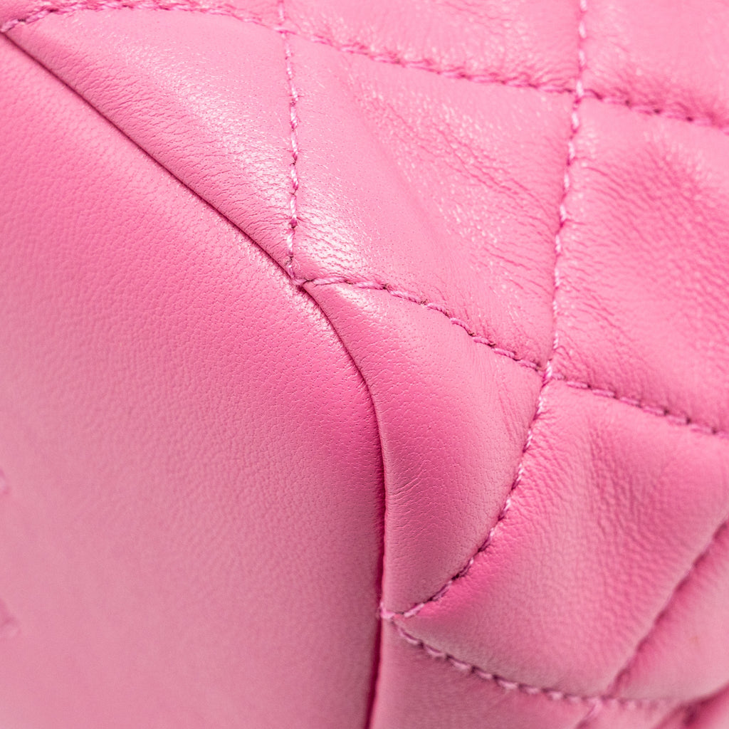 CHANEL 20S SMALL QUILTED HOBO BAG LAMBSKIN PINK GHW