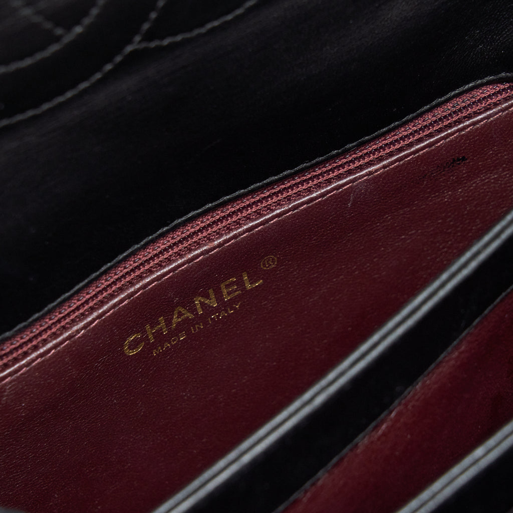 CHANEL SMALL TRENDY CC FLAP BAG WITH TOP HANDLE LAMBSKIN BLACK LGHW