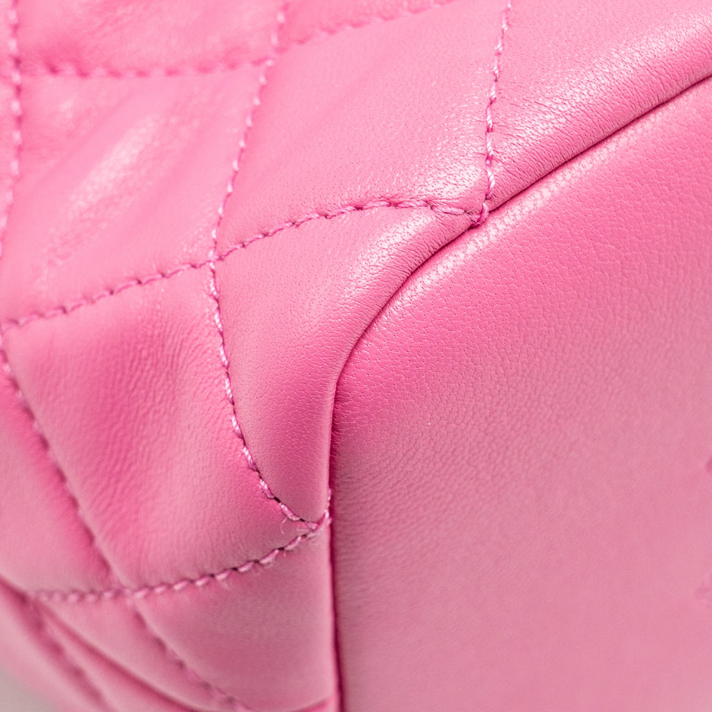 CHANEL 20S SMALL QUILTED HOBO BAG LAMBSKIN PINK GHW