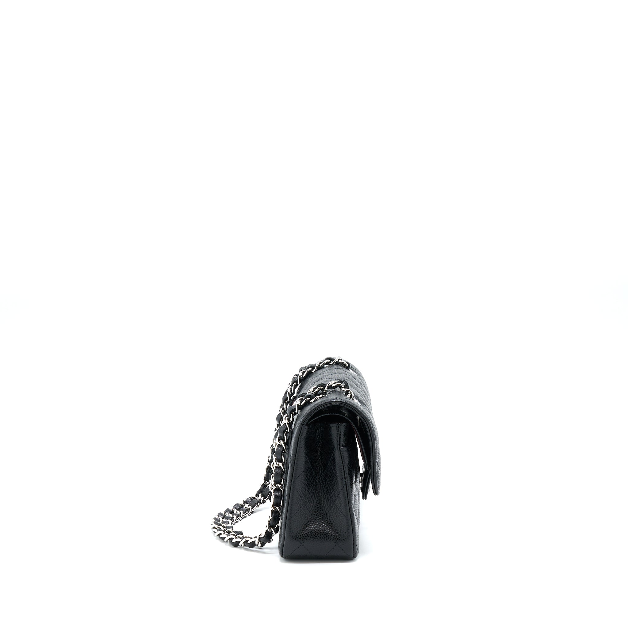 CHANEL SMALL CLASSIC FLAP BAG CAVIAR BLACK SHW (MICROCHIP)