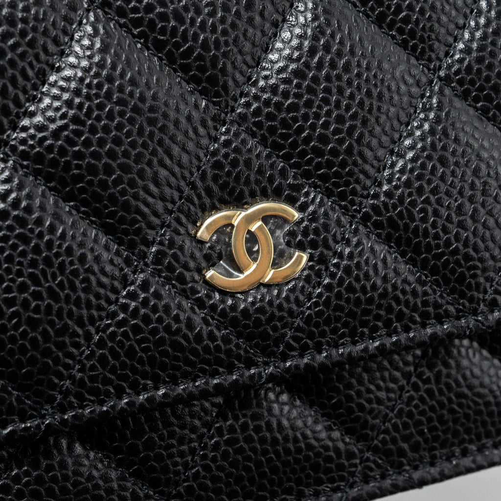 CHANEL CLASSIC WALLET ON CHAIN CAVIAR BLACK GHW (MICROCHIP)