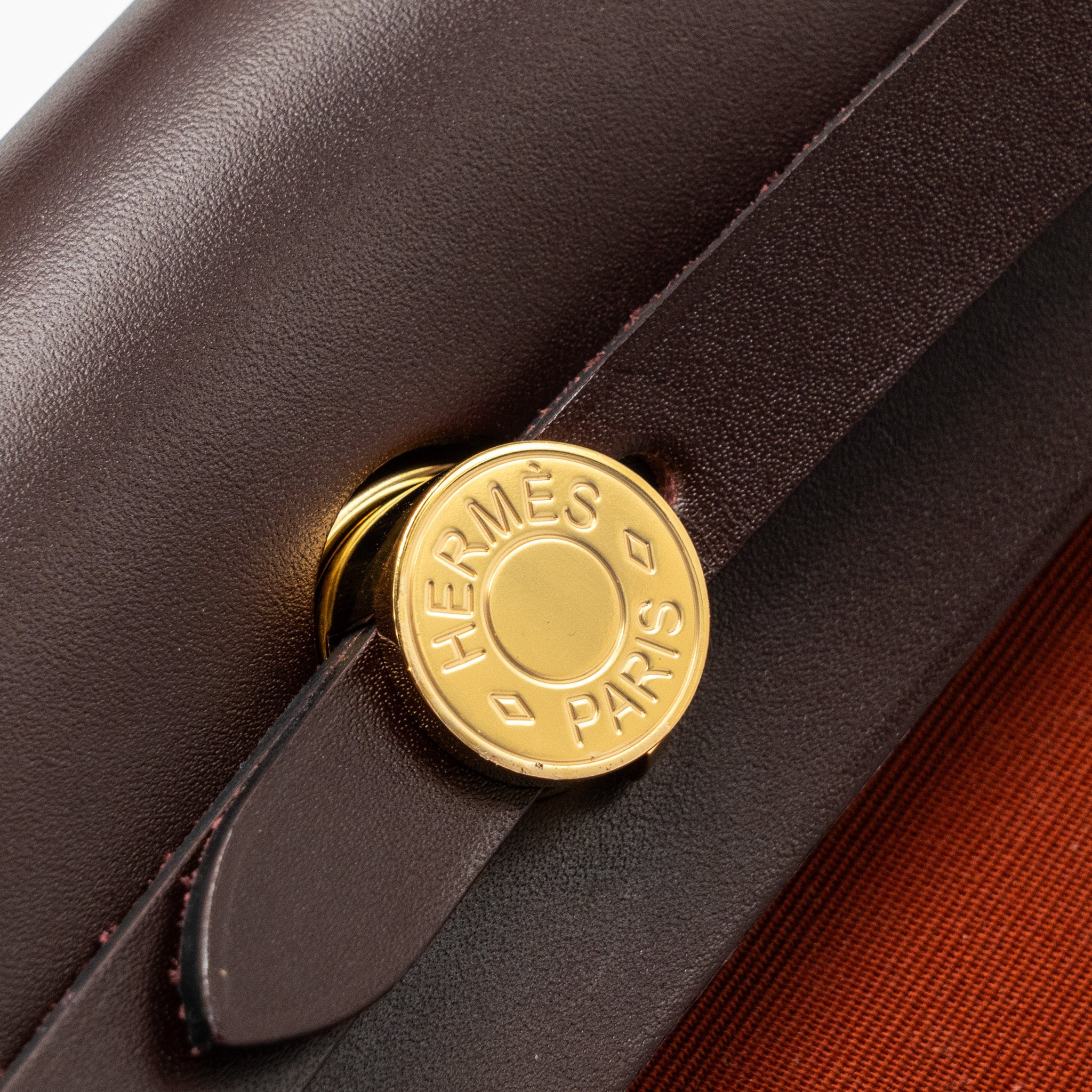 HERMES HERBAG ZIP 31 BAG CANVAS / HUNTER LEATHER CUVIER / ORANGE MECANO/ ROUGE SELLIER GHW