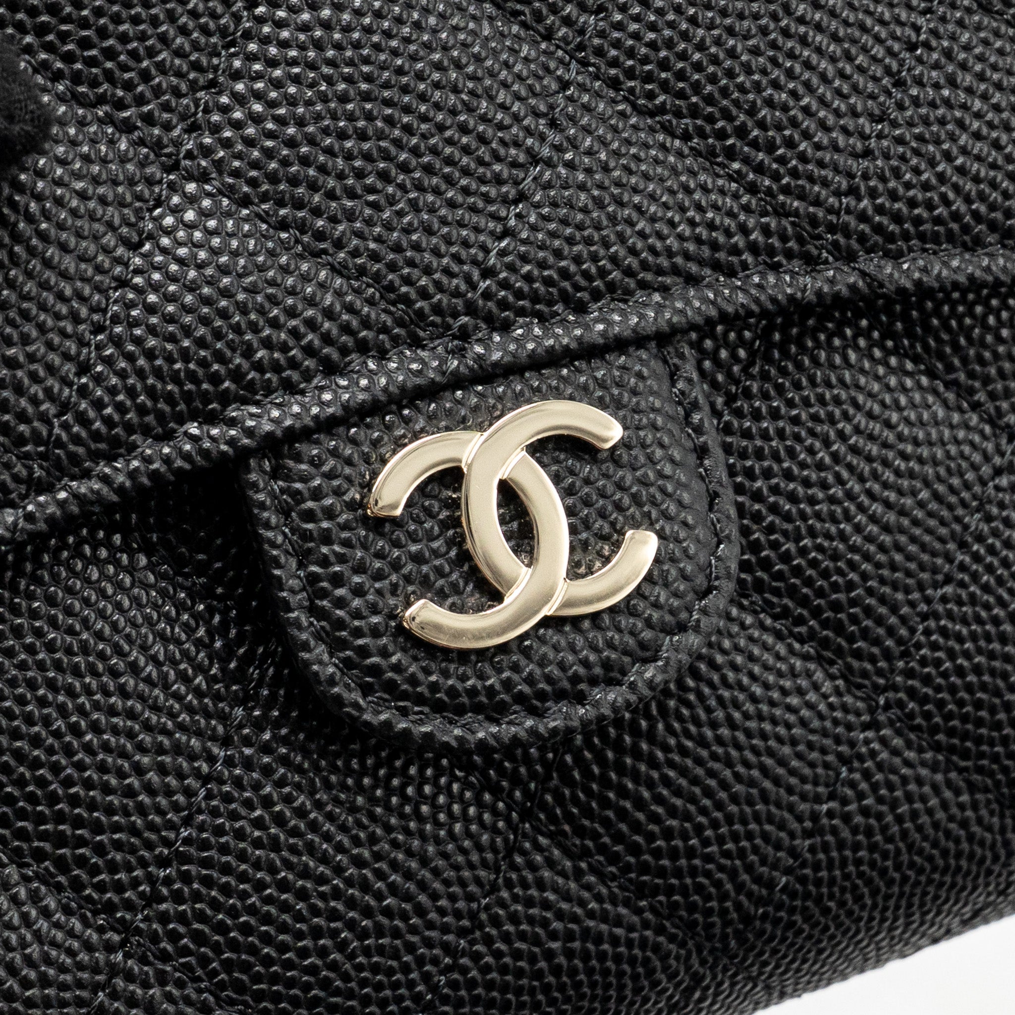 CHANEL 23P MINI CLUTCH WITH CHAIN CAVIAR BLACK LGHW (MICROCHIP)
