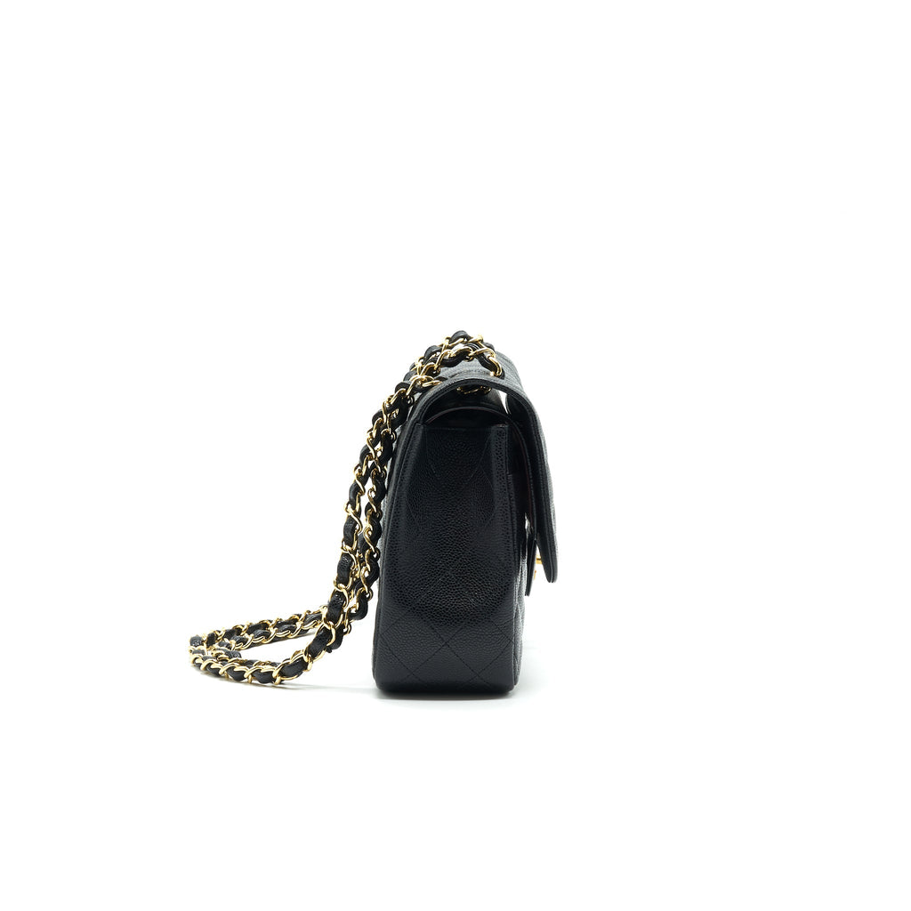 CHANEL CLASSIC JUMBO DOUBLE FLAP BAG BLACK CAVIER GHW