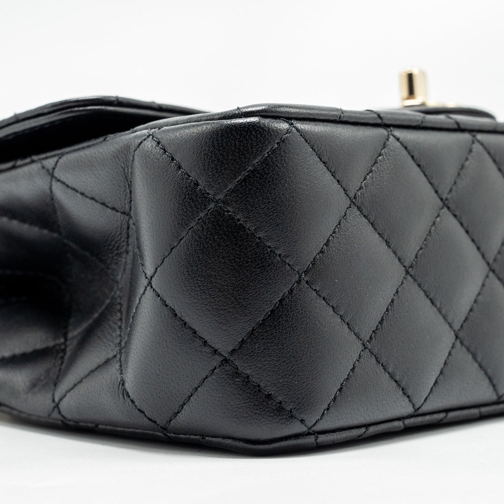 CHANEL CRYSTAL DETAILED TOP HANDLE FLAP BAG LAMBSKIN BLACK GHW (MICROCHIP)