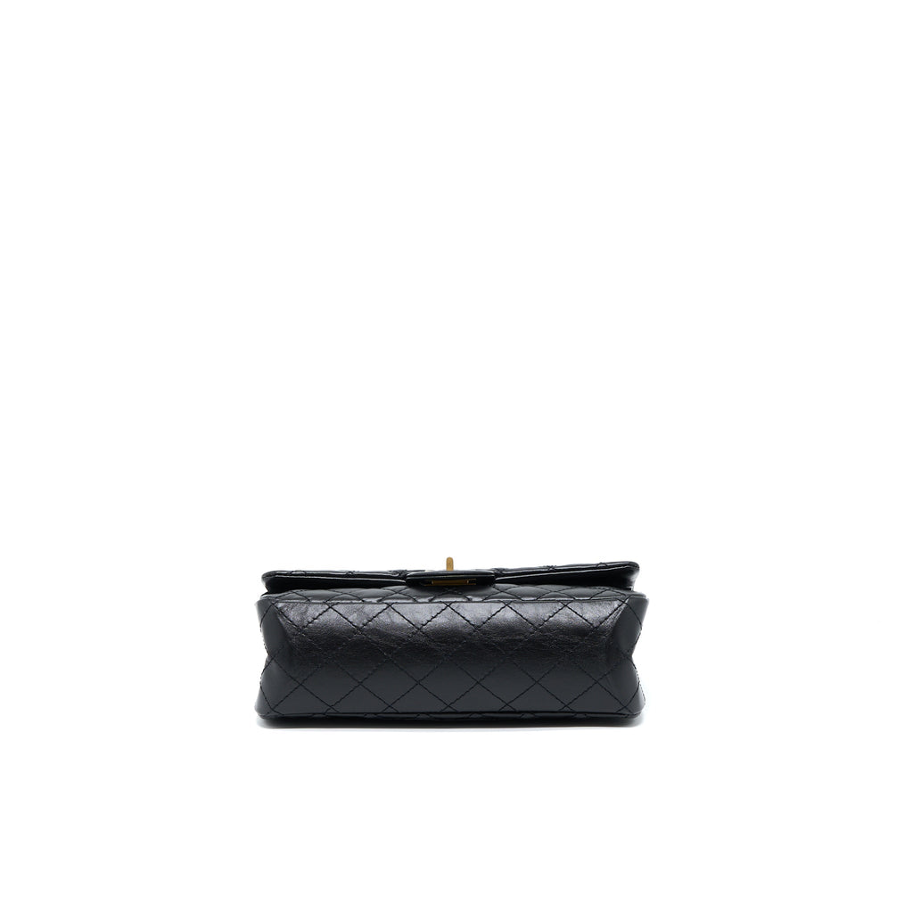 CHANEL SMALL 2.55 REISSUE FLAP BAG AGED CALFSKIN BLACK BRUSHED GHW