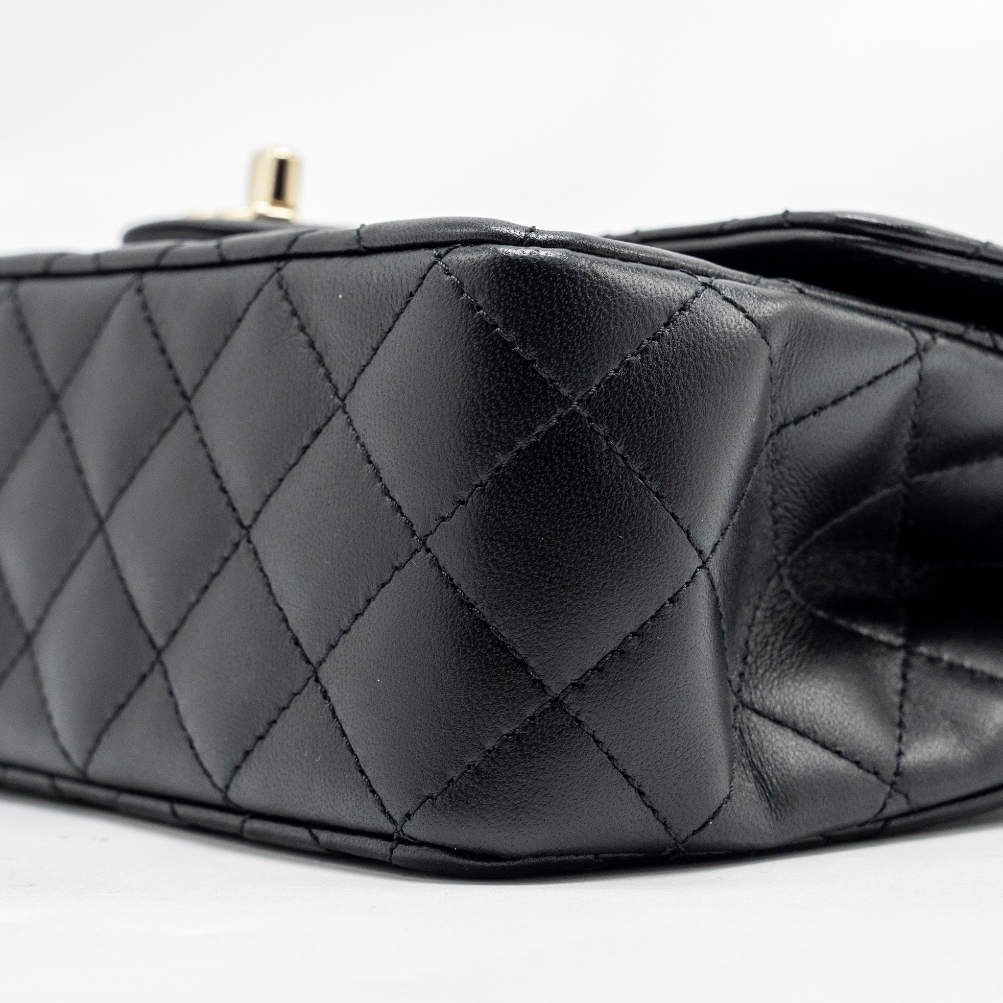 CHANEL CRYSTAL DETAILED TOP HANDLE FLAP BAG LAMBSKIN BLACK GHW (MICROCHIP)