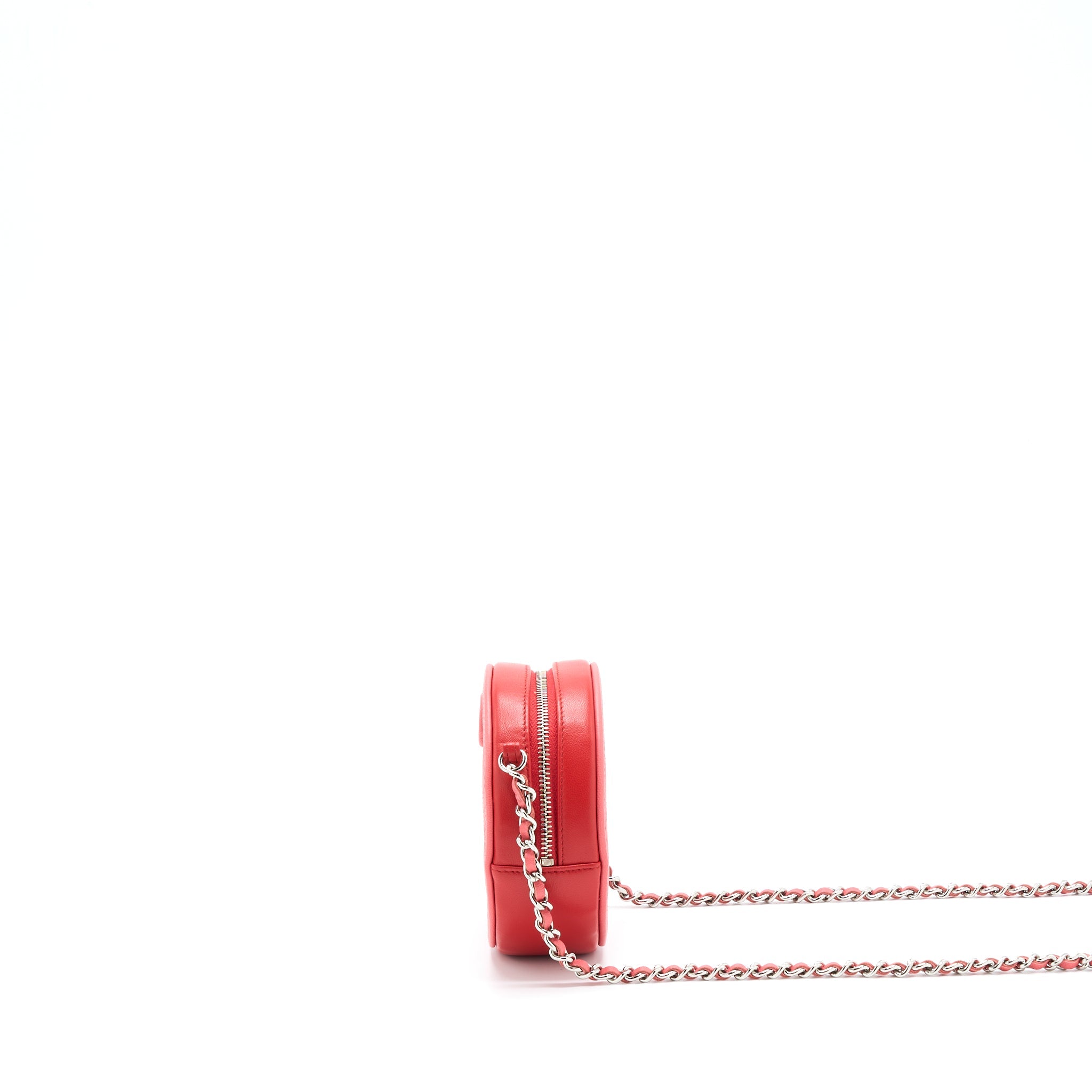 CHANEL ROUND CROSSBODY CLUTCH LAMBSKIN RED/PINK SHW