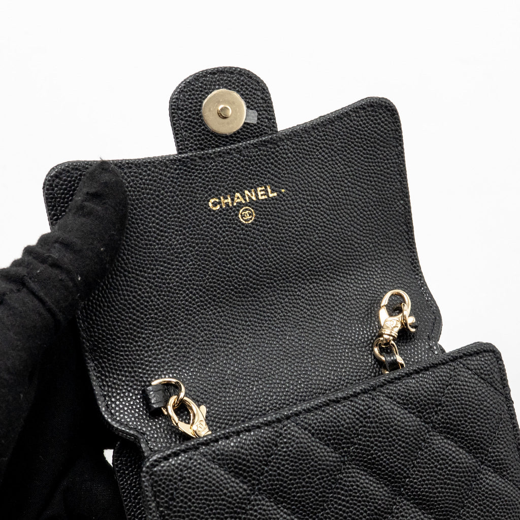 CHANEL 23P MINI CLUTCH WITH CHAIN CAVIAR BLACK LGHW (MICROCHIP)